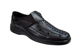 Pantofi barbati casual perforati din piele naturala, Negru - RSY502N